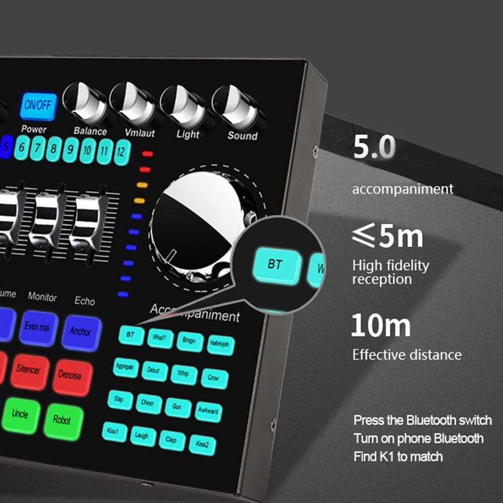 K1 Audio Mixer Live Sound Card - огляд і ціна Audio Music Voice Changer