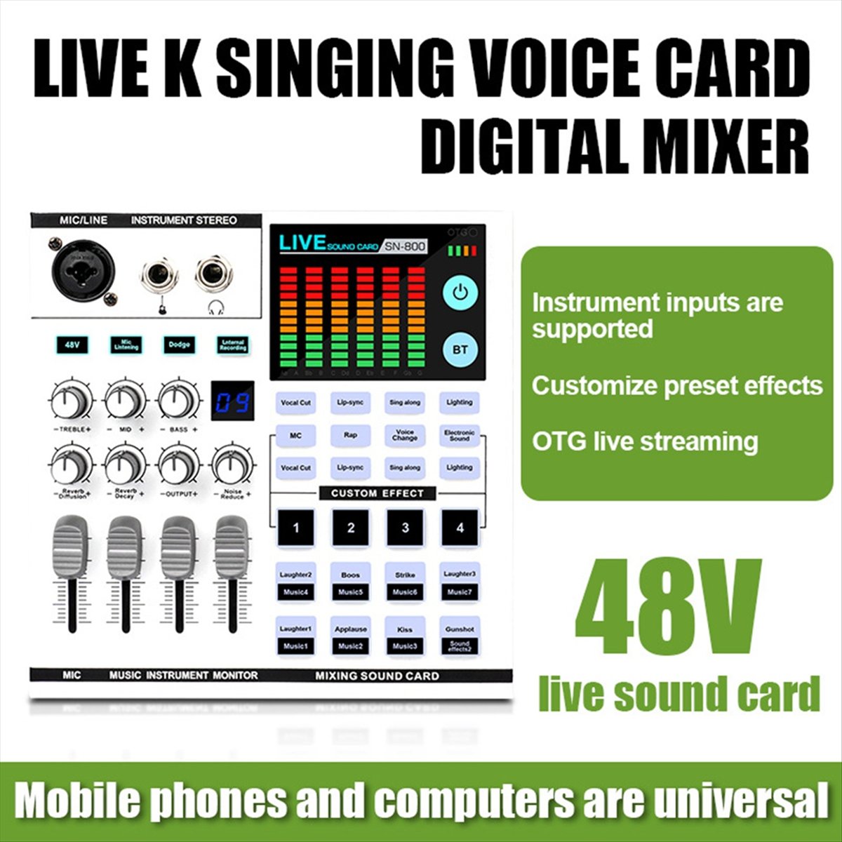 DTC5 SN800 Live Sound Card Voi - огляд і ціна Audio Music Voice Changer